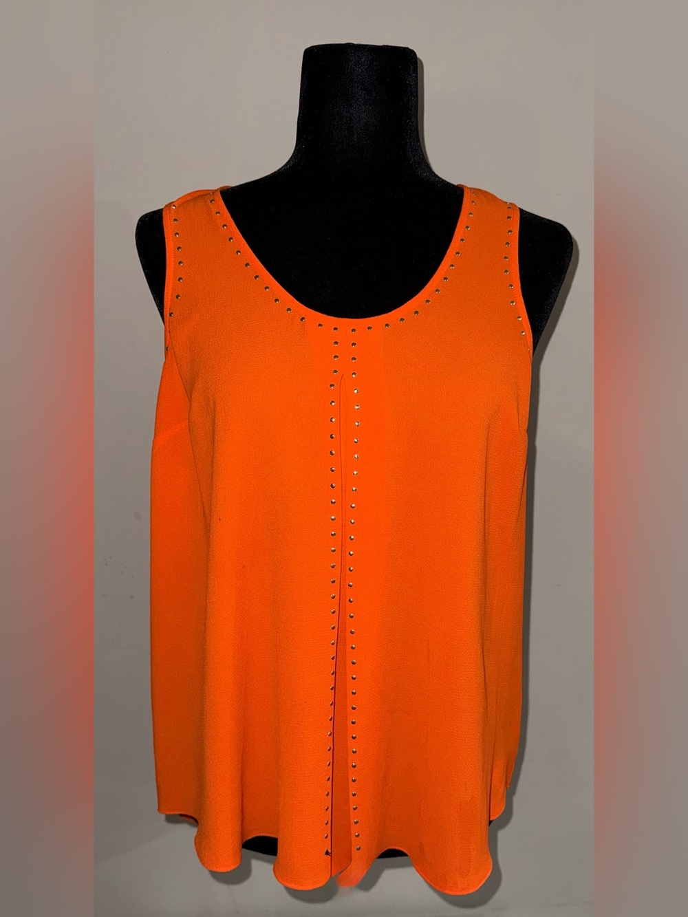 MICHAEL Michael Kors Orange Studded Scoop Neck Tank Blouse M